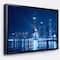 Designart - Blue Chicago Skyline Night - Cityscape Photo Framed Canvas Print